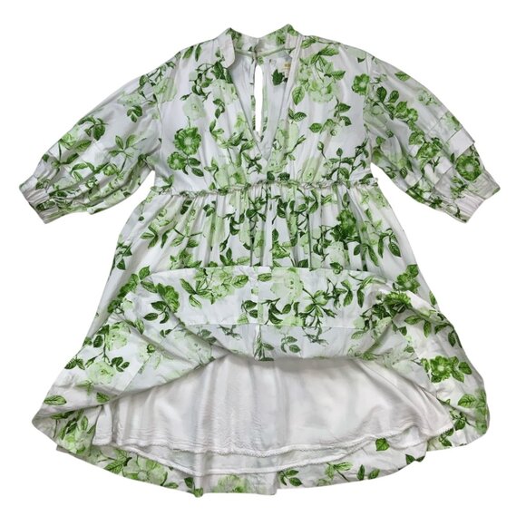 Anthropologie Maeve V-Neck Tunic Mini Dress XS Green Floral - Picture 10 of 16
